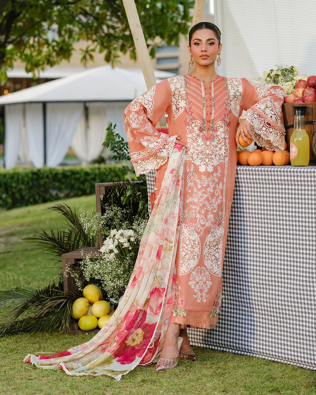 RP1126-Elaf - Summer 3PC Lawn Chikenkari Embroidered Shirt