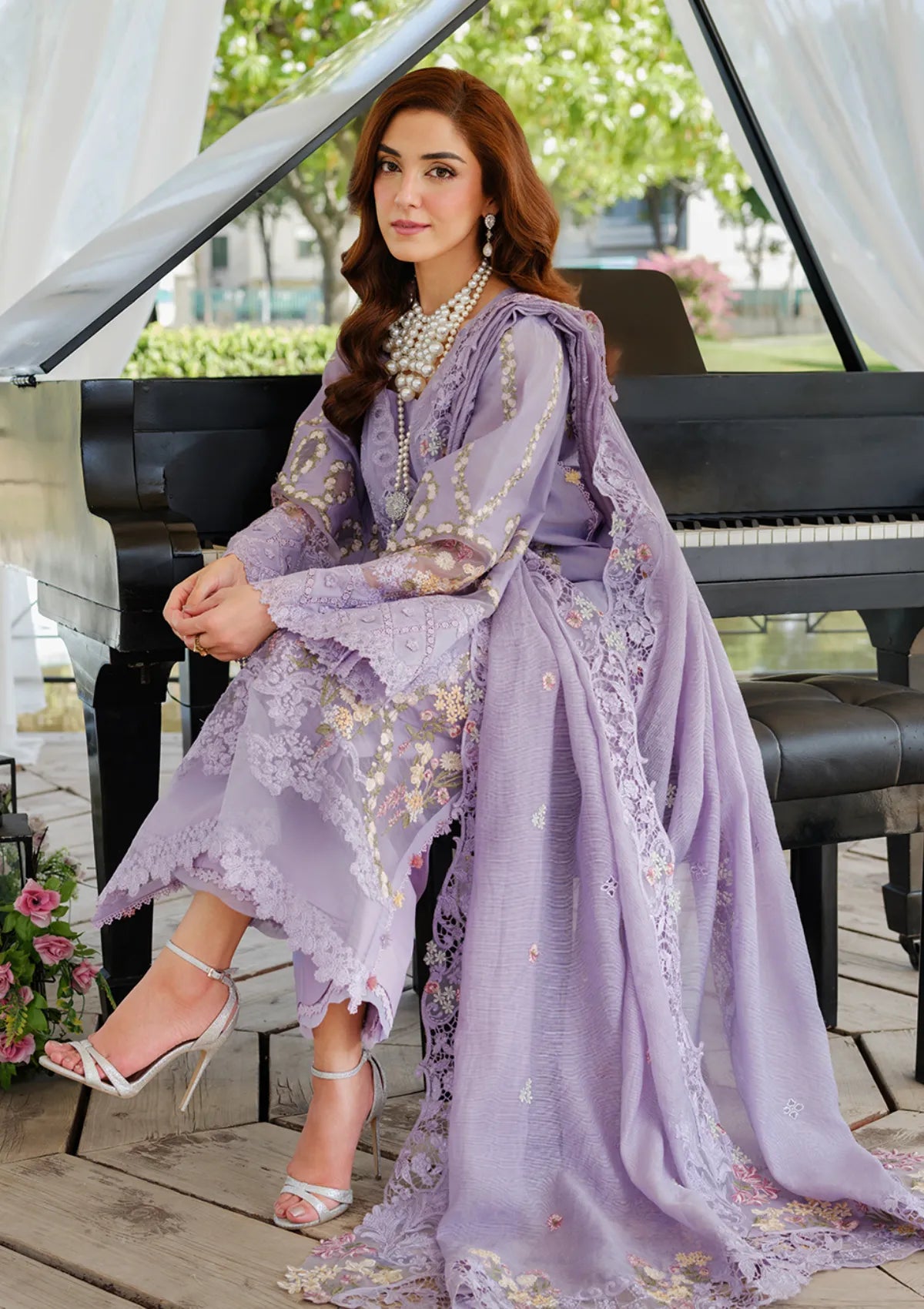 RP1138Elaf - Summer 3PC Lawn Chikenkari Embroidered Shirt