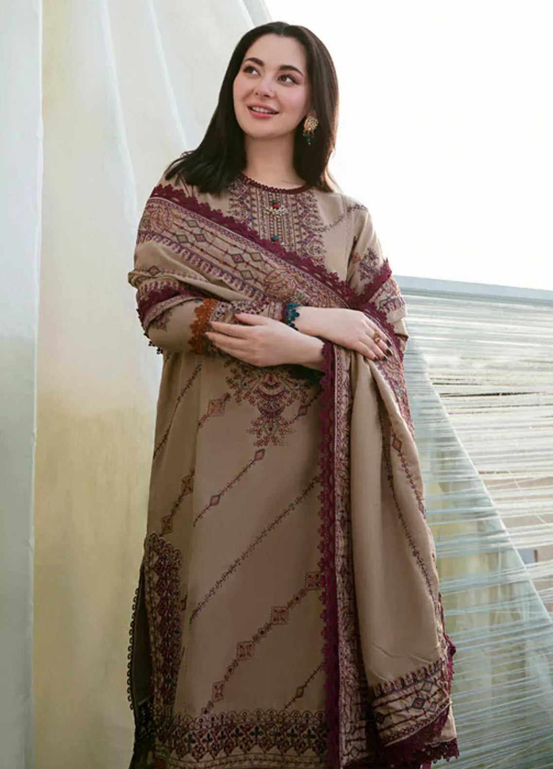 Rp3346- Florent - Winter 3PC Dhanak Embroidered Suit