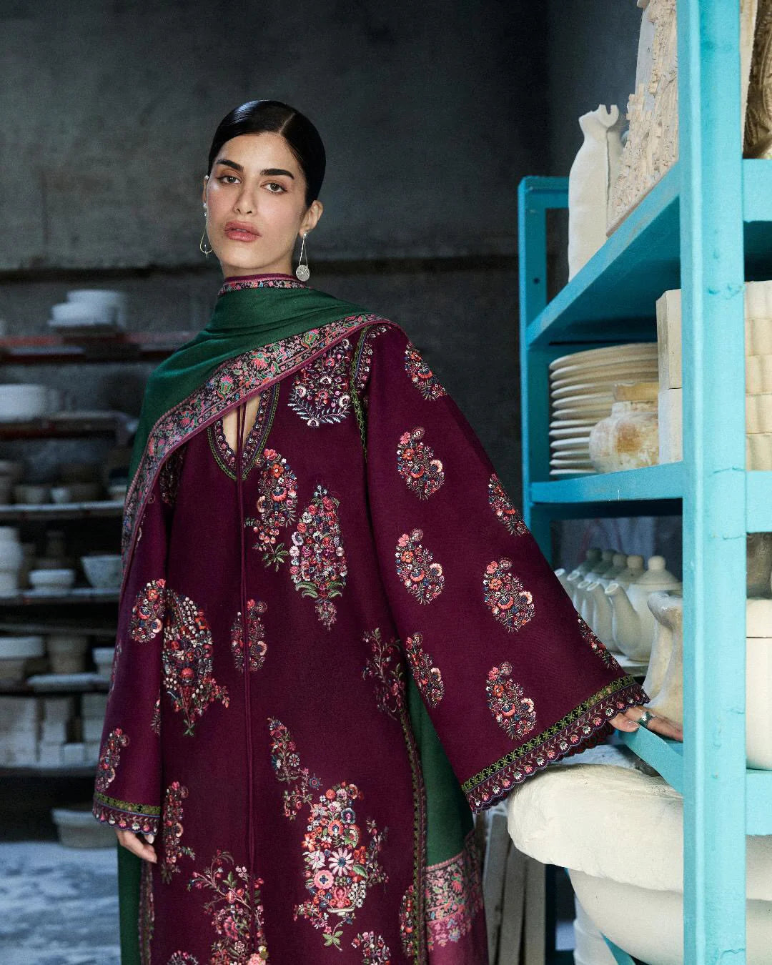 Rp33153- Hussain Rehar - Winter 3PC Dhanak Embroidered Suit