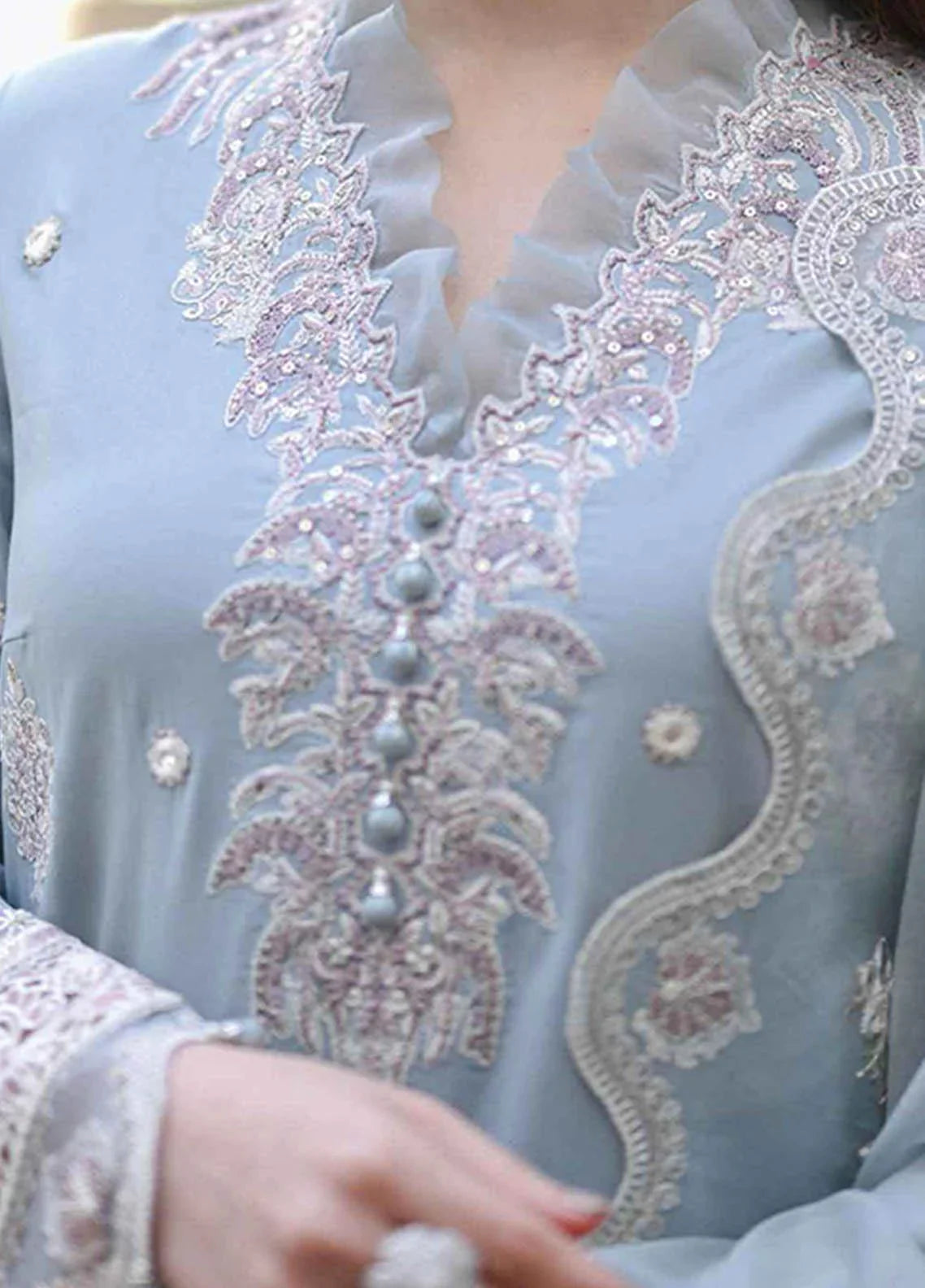 RP1037 - QALAMKAR 3PC Lawn Embroidered Suit