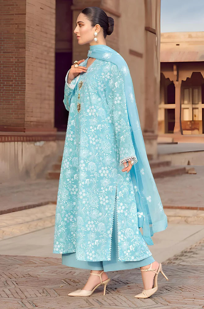 RP202-Bareeze -Embroidered 3pc lawn dress with embroidered chiffon dupatta