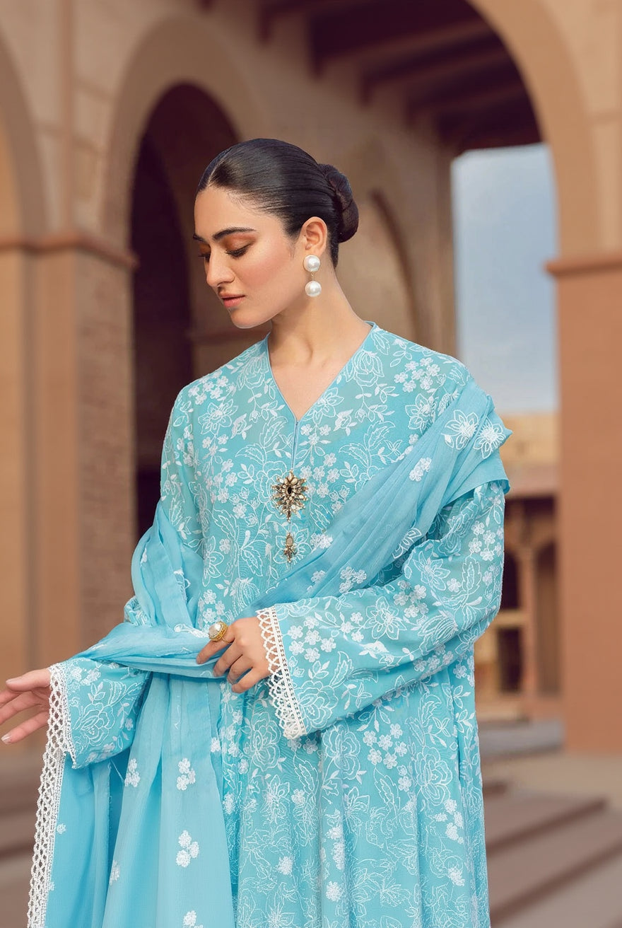 RP202-Bareeze -Embroidered 3pc lawn dress with embroidered chiffon dupatta