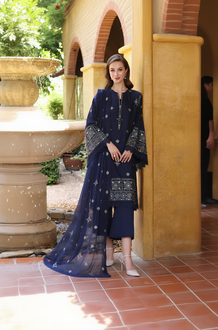 RP208-BAREEZE-EMBROIDERED 3PC LAWN DRESS WITH EMBROIDERED CHIFFON DUPATTA