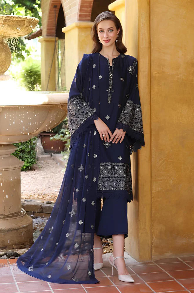RP208-BAREEZE-EMBROIDERED 3PC LAWN DRESS WITH EMBROIDERED CHIFFON DUPATTA
