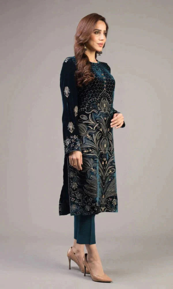 RP213-Bareeze 3PC Lawn Front Full Embroidered Back Bazo Embroidered Bember Dupatta
