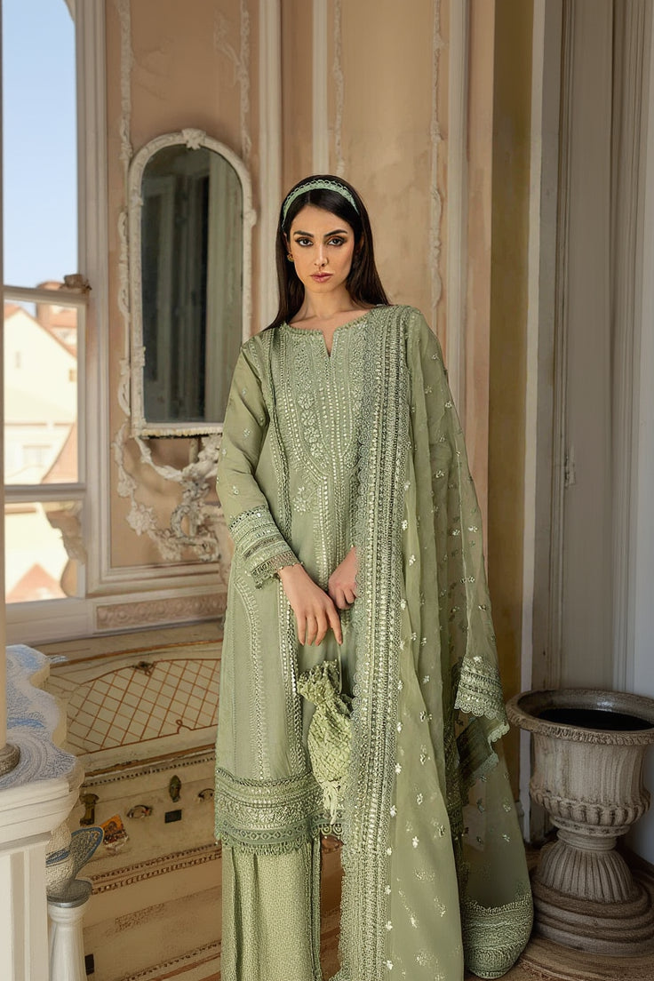 RP244-SOBIA NAZIR EMBROIDERED 3PC LAWN DRESS WITH Embroidered Organza Dopata