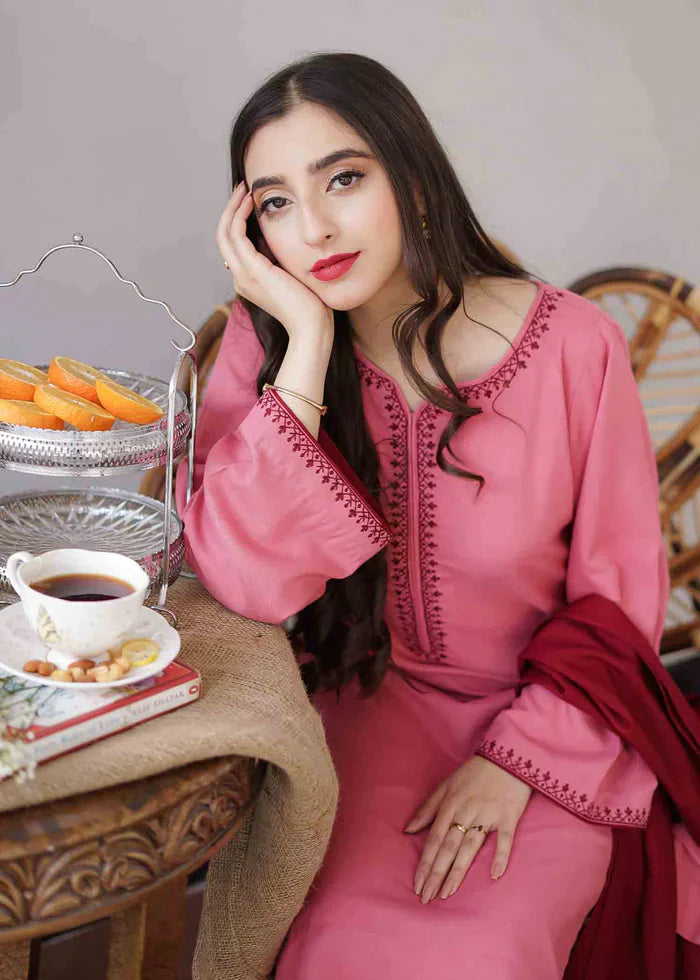 RP502-WINTER 3PC Dhanak suit with Embroidered Shawll