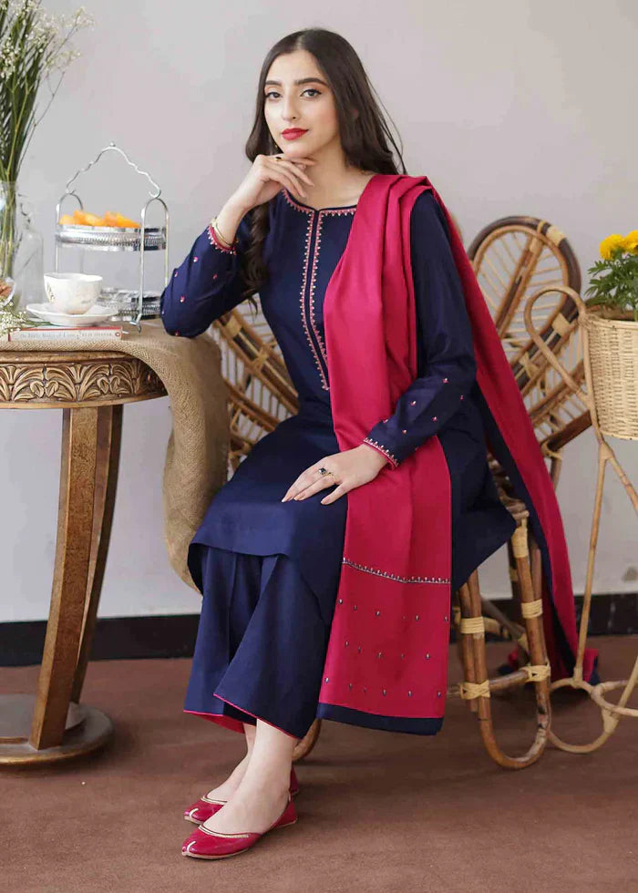 RP505-WINTER 3PC Dhanak suit with Embroidered Shawll