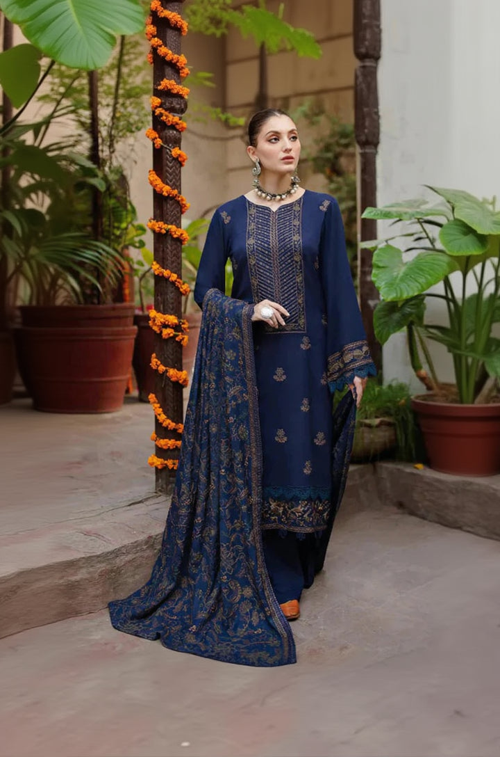 RP509-WINTER 3PC Embroidered Shirt With Heavy Embroidered Dhanak Shawl