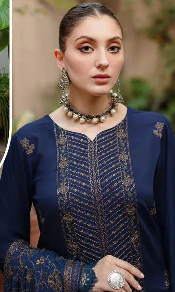 RP509-WINTER 3PC Embroidered Shirt With Heavy Embroidered Dhanak Shawl