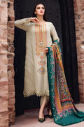 RP539-WINTER 3PC Dhannak Embroidered suit with Printed Shawll