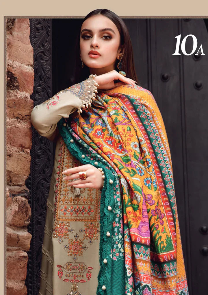 RP539-WINTER 3PC Dhannak Embroidered suit with Printed Shawll