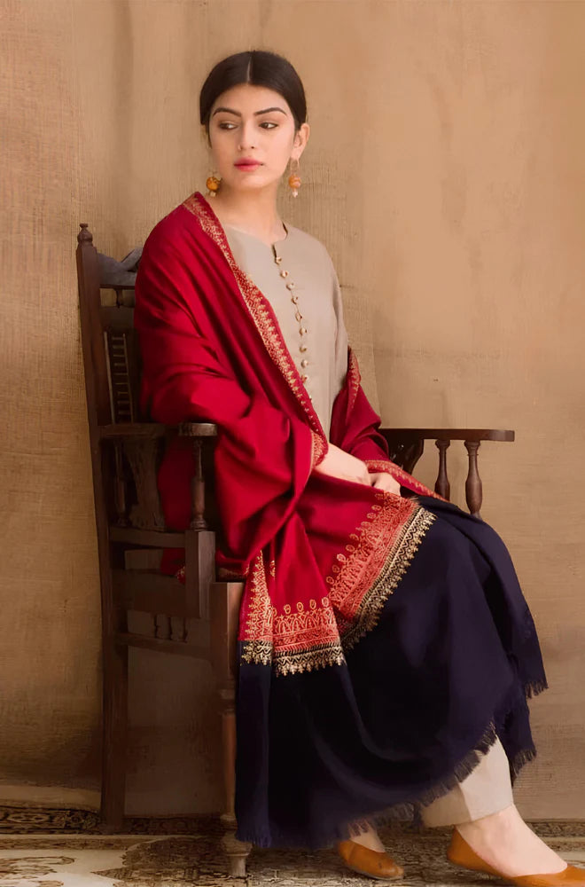 RP545-WINTER 3PC Khaddar suit with Embroidered Shawll