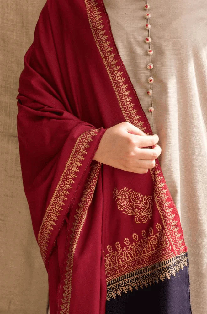 RP545-WINTER 3PC Khaddar suit with Embroidered Shawll