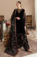 RP563-Embroidered Velvet Dress With Organza embroidered Dopata
