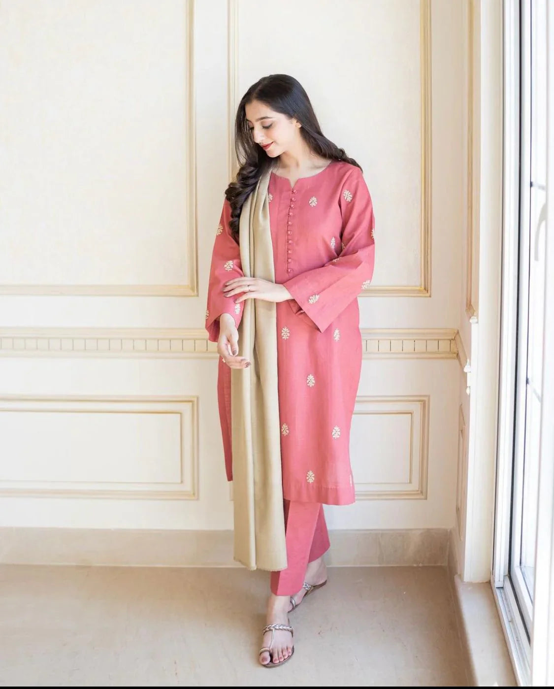 RP611-WINTER 3PC Dhanak suit with Dhanak Shawll