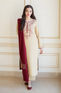 RP614-WINTER 3PC Dhanak suit with Embroidered Shawll