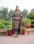 RP617-WINTER 3PC Dhannak Embroidered suit with Printed Shawll
