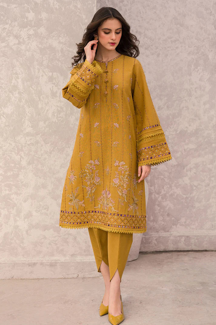 RP618-WINTER 3PC Dhannak Embroidered suit with Printed Shawll