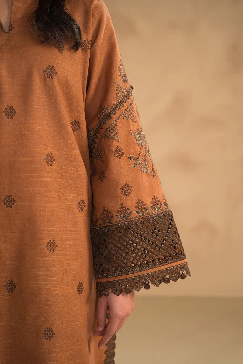 RP631-WINTER 3PC Dhannak Embroidered suit with Printed Shawll