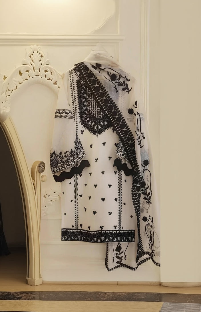 RP632-Agha Noor -Summer 3PC Lawn Heavy Embroidered Shirt With Embroidered Bamber Dupatta