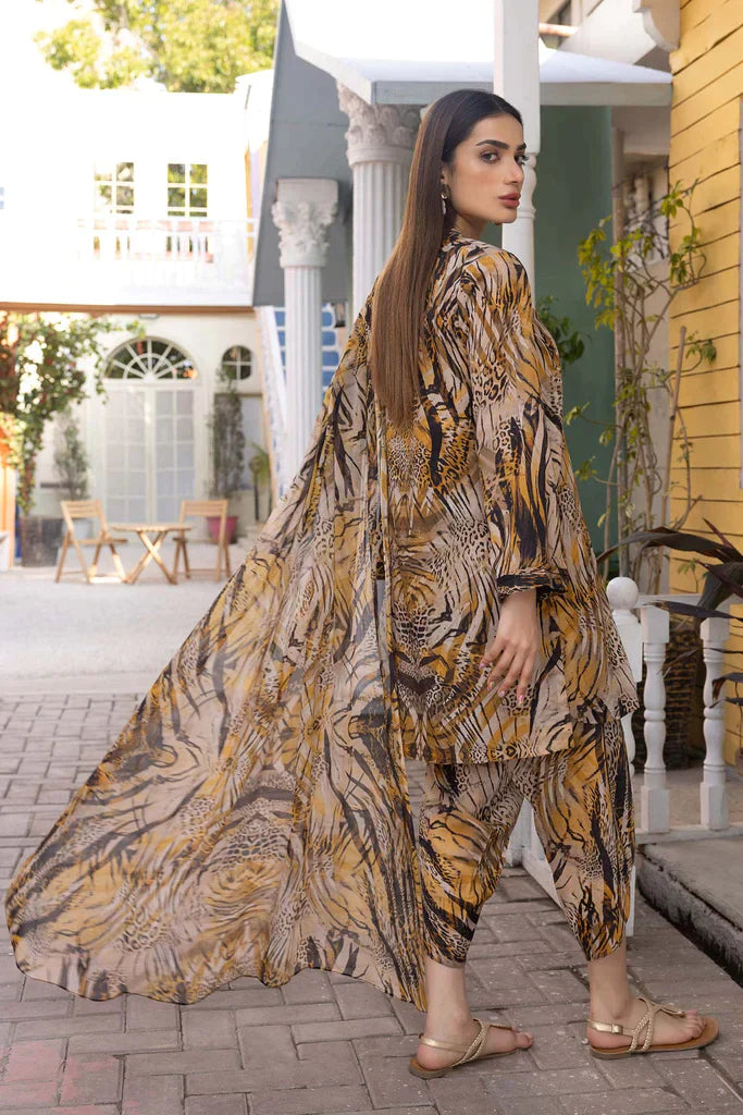 RP708-3Pc Digital Printed Lawn Shirt With Printed Lawn Trouser and Chiffon Dupatta