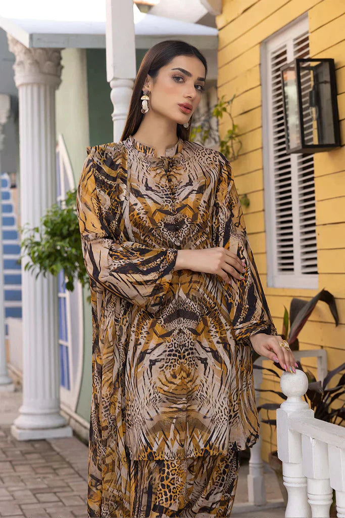 RP708-3Pc Digital Printed Lawn Shirt With Printed Lawn Trouser and Chiffon Dupatta
