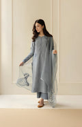 RP730-SUMMER 3PC Lawn Embroidered Shirt With Organza Embroidered Dupatta