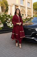 RP733-SUMMER 3 Piece Unstitched Heavy Embroidered Lawn Suit With Heavy Embroidered Chiffon Dupatta
