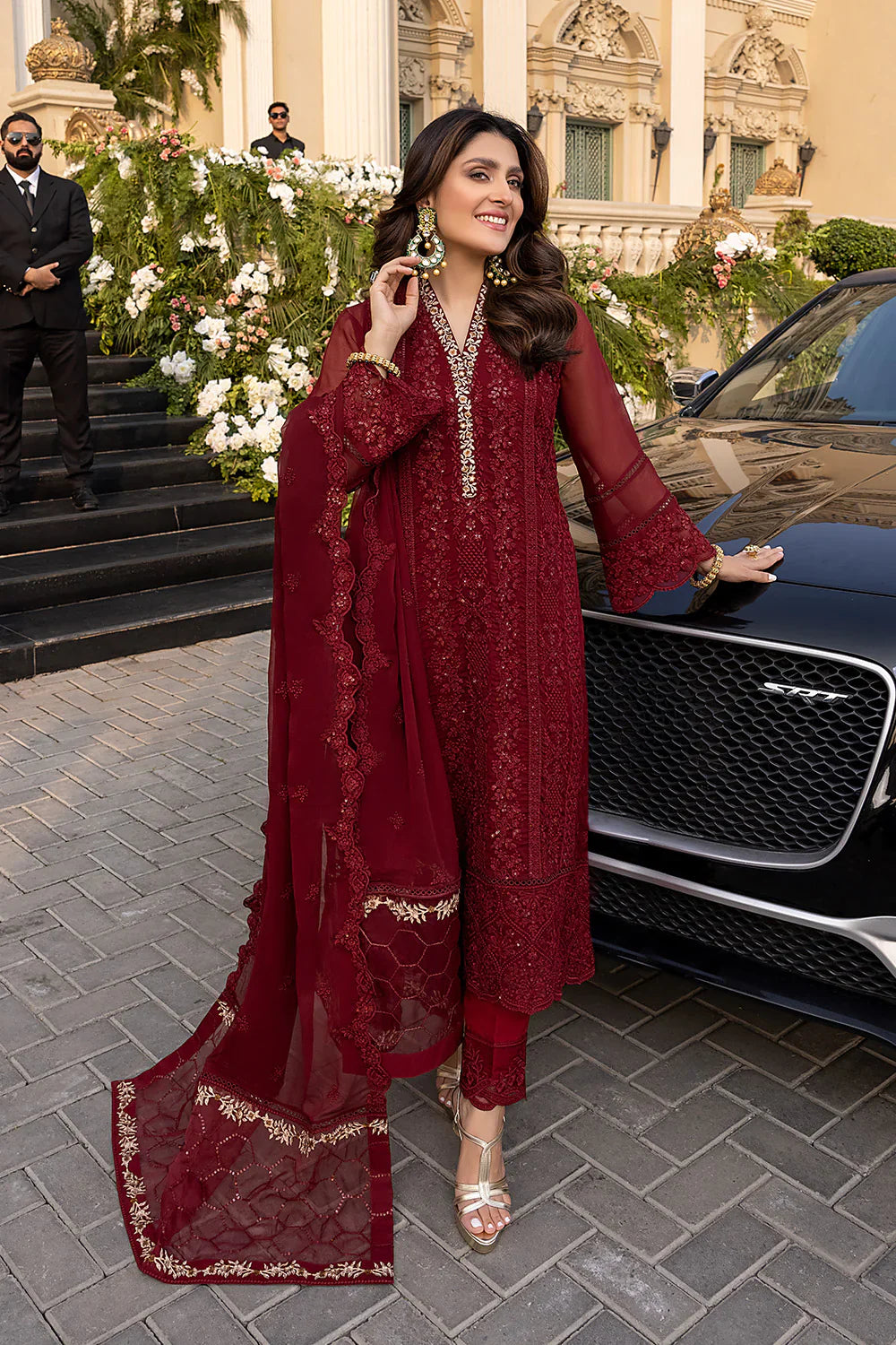 RP733-SUMMER 3 Piece Unstitched Heavy Embroidered Lawn Suit With Heavy Embroidered Chiffon Dupatta
