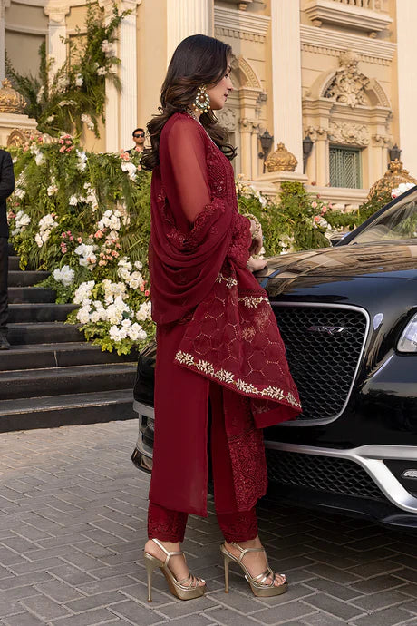 RP733-SUMMER 3 Piece Unstitched Heavy Embroidered Lawn Suit With Heavy Embroidered Chiffon Dupatta