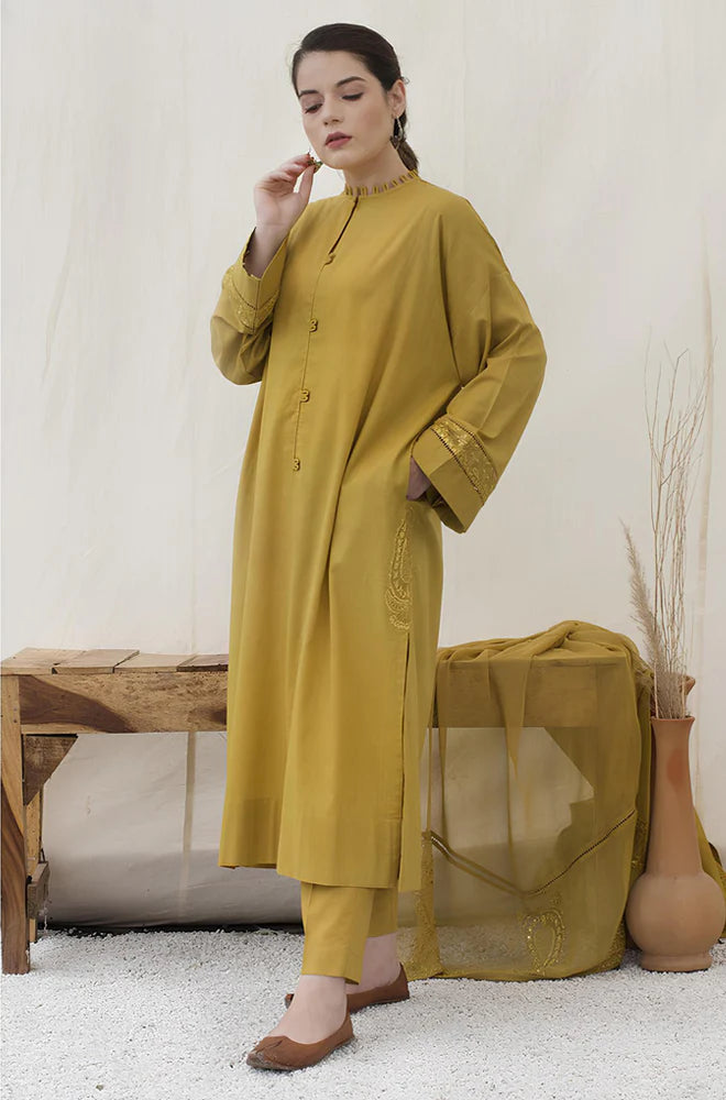 RP777-SUMMER 3PC Lawn Embroidered Shirt With Chiffon Embroidered Dupatta