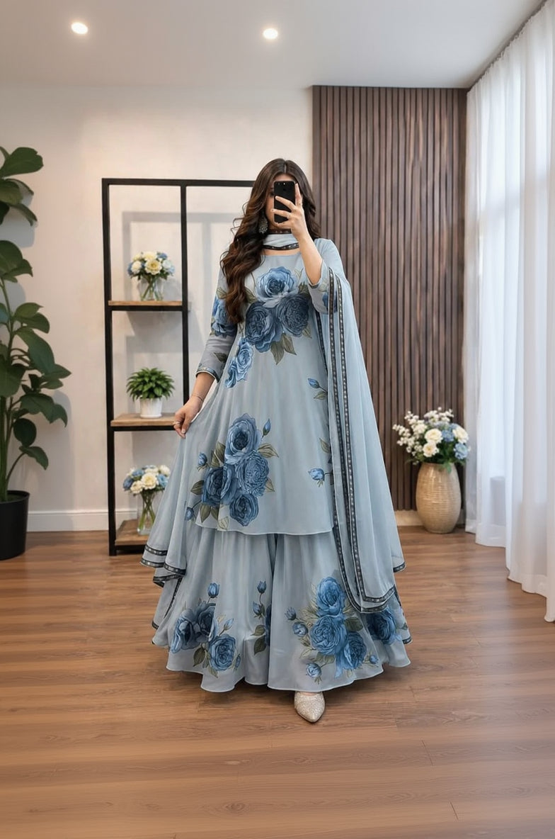 RP1229 RANGRAIZ- 3 piece Lawn frock style Printed suit