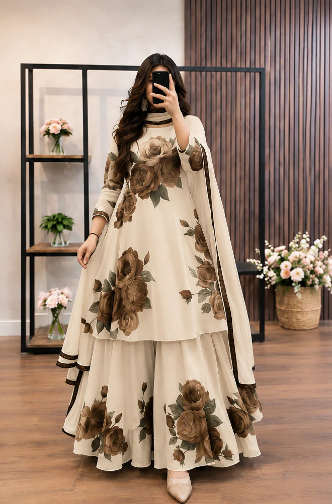 RP1233 Rangraiz - 3 piece Lawn frock style Printed suit