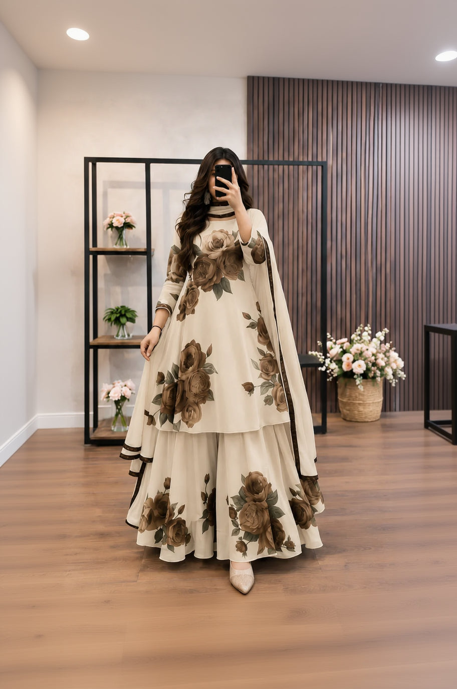RP1233 Rangraiz - 3 piece Lawn frock style Printed suit