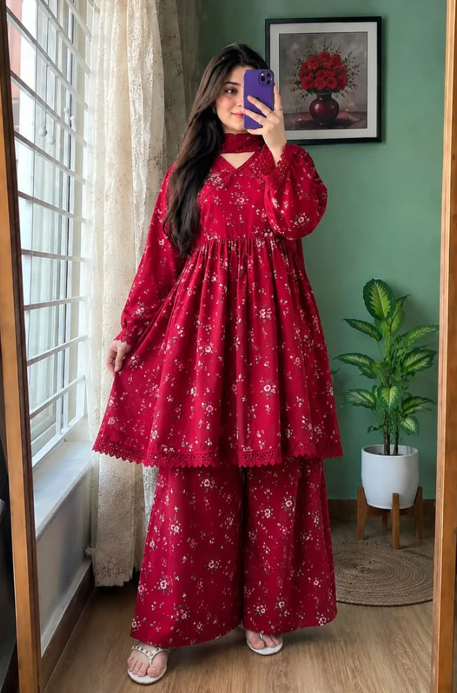 Rangraiz RP 1239 - 3 piece Lawn frock style Printed suit