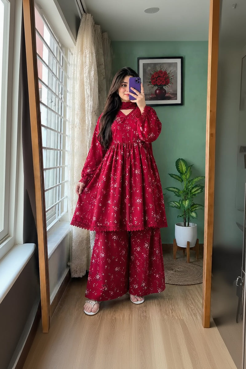 Rangraiz RP 1239 - 3 piece Lawn frock style Printed suit
