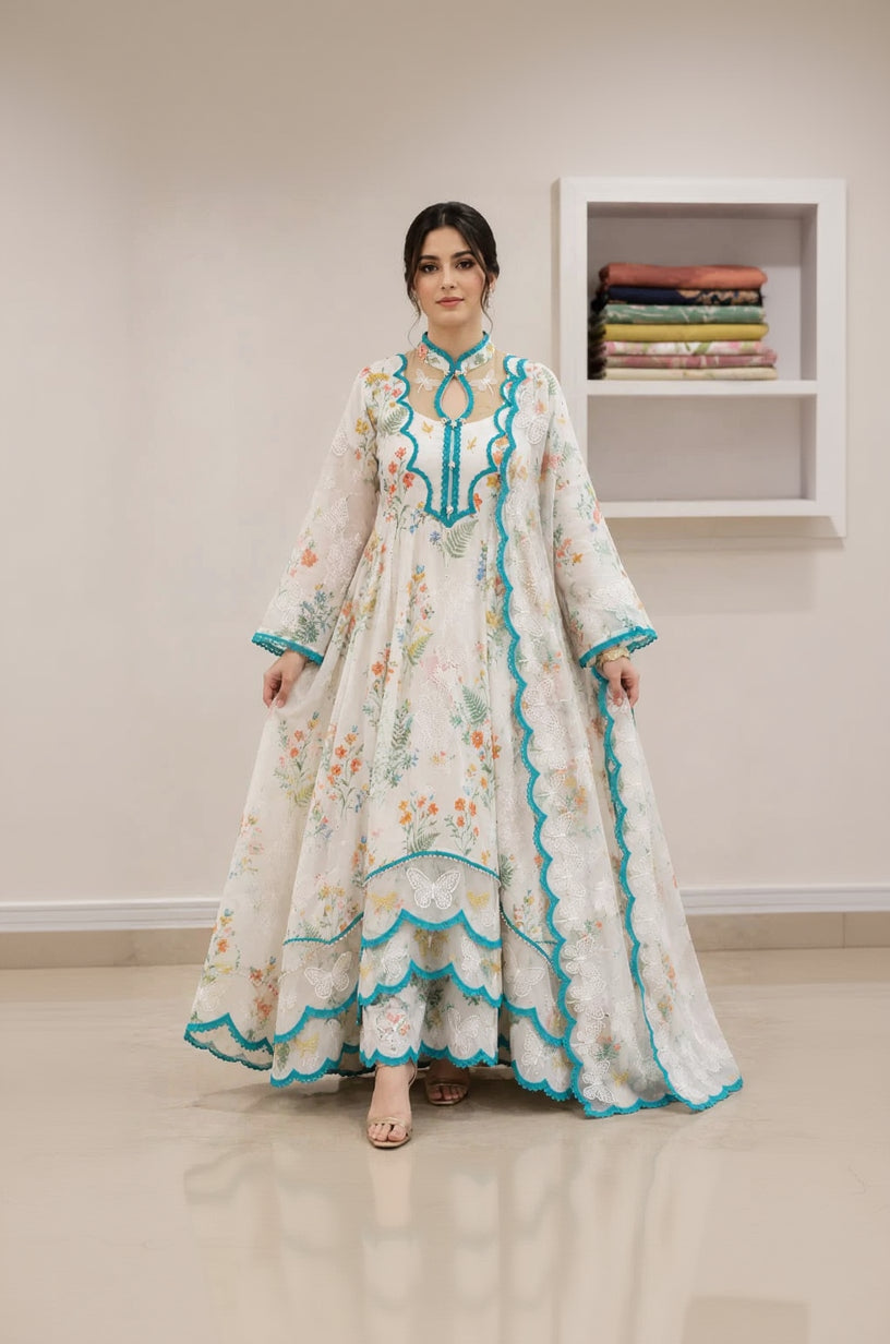 RP 1242 Rangraiz - 3 piece Lawn frock style Printed suit
