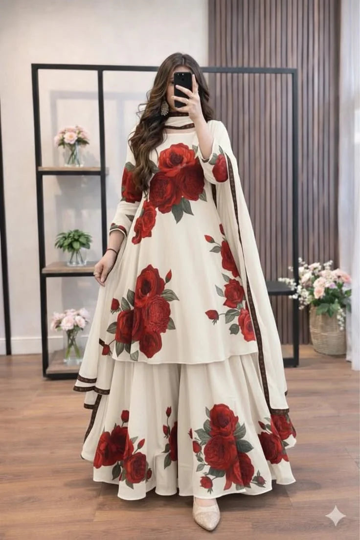 RP1220 Rangraiz - 3 piece Lawn silk frock style Printed suit