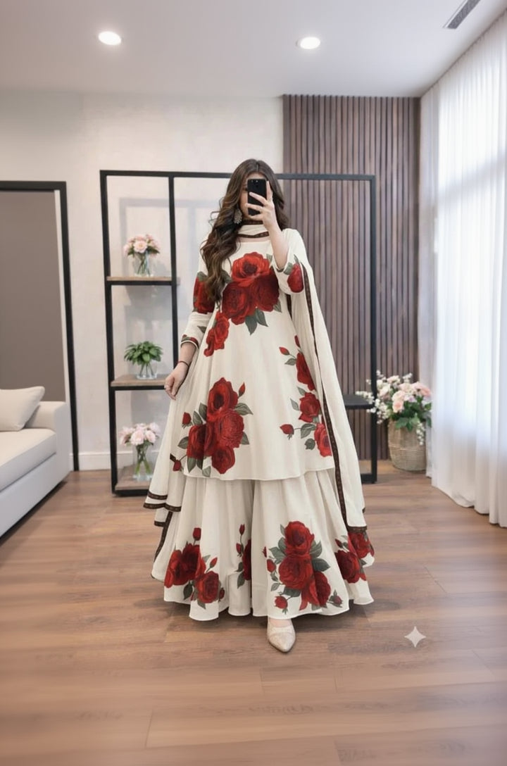 RP1220 Rangraiz - 3 piece Lawn silk frock style Printed suit