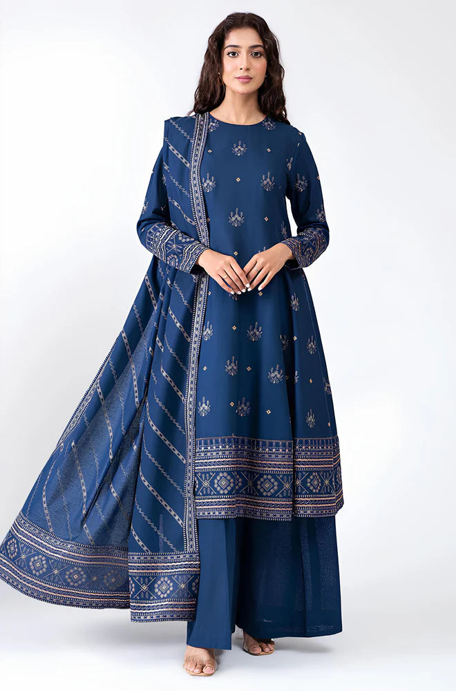 Rp578-WINTER 3-Pc Embroidered Dhanak Suit with Heavy Embroidered Dhanak Shawll