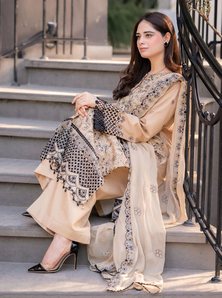 Rp1077-Breeze- 3PC Lawn Embroidered Suit - 1077