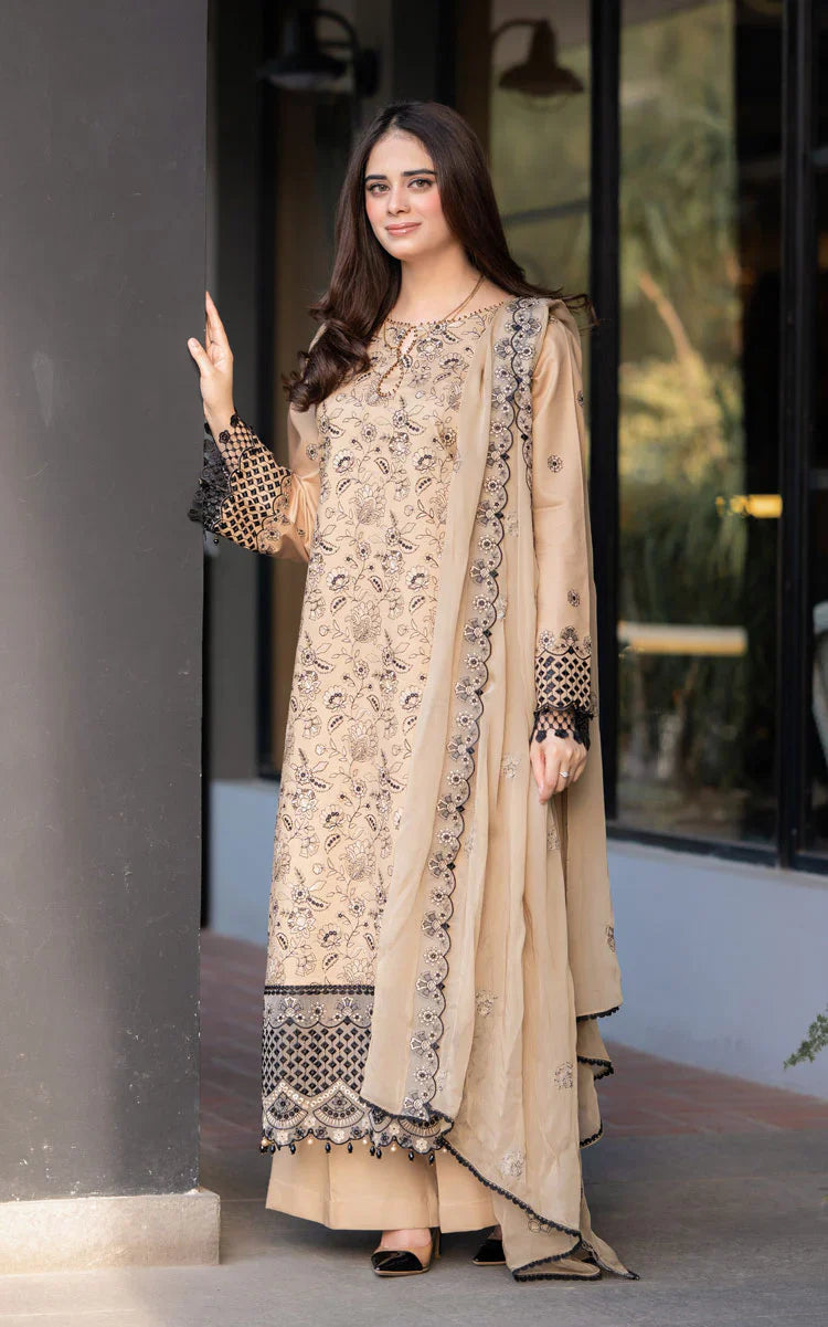 Rp1077-Breeze- 3PC Lawn Embroidered Suit - 1077
