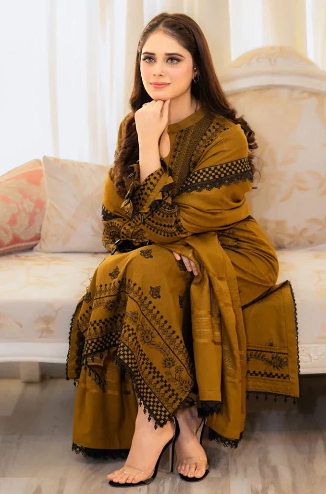Rp3312- Libass - Winter 3PC Dhanak Embroidered Suit