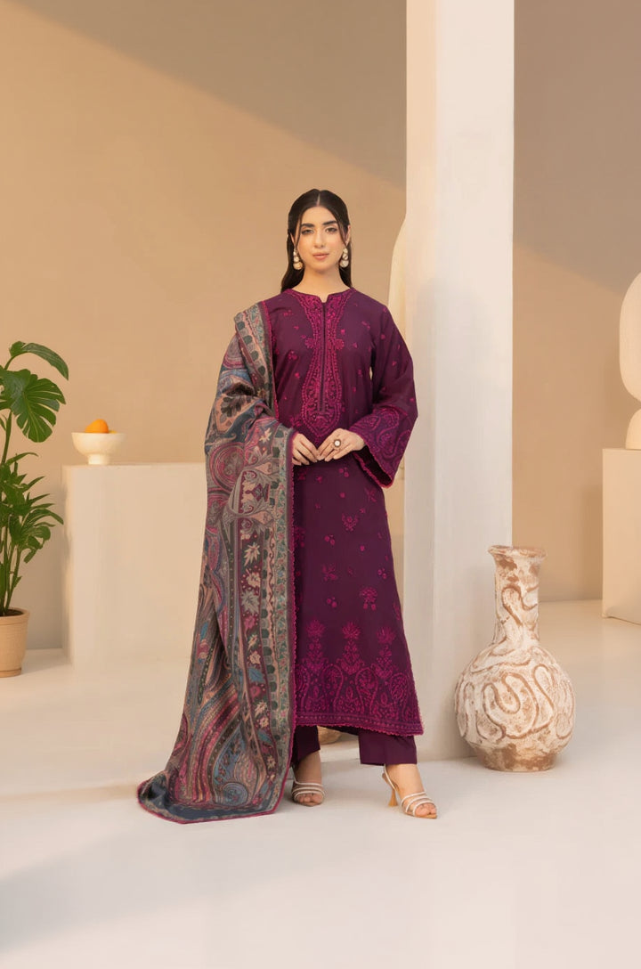 Rp3381- Mohagni - Winter 3PC Dhanak Embroidered Suit
