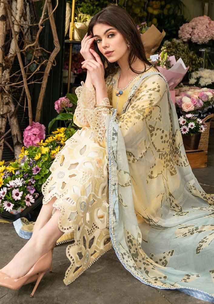 RP1139Mushaq - Summer 3PC Lawn Chikenkari Embroidered Shirt