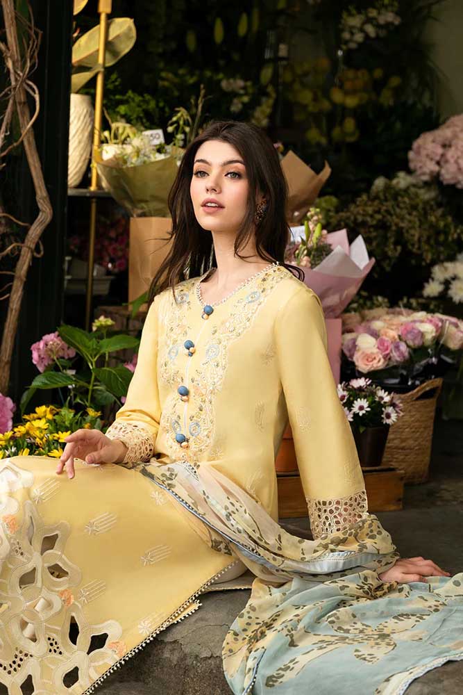 RP1139Mushaq - Summer 3PC Lawn Chikenkari Embroidered Shirt