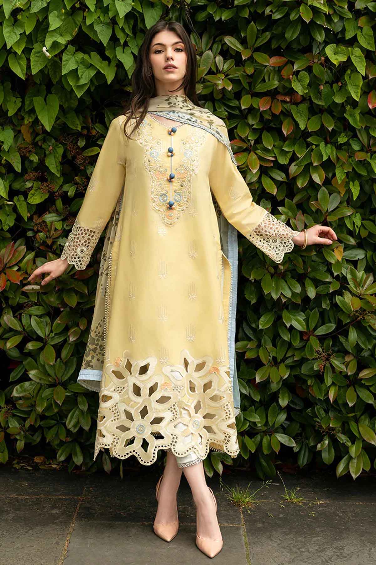 RP-1139Mushaq - Summer 3PC Lawn Chikenkari Embroidered Shirt