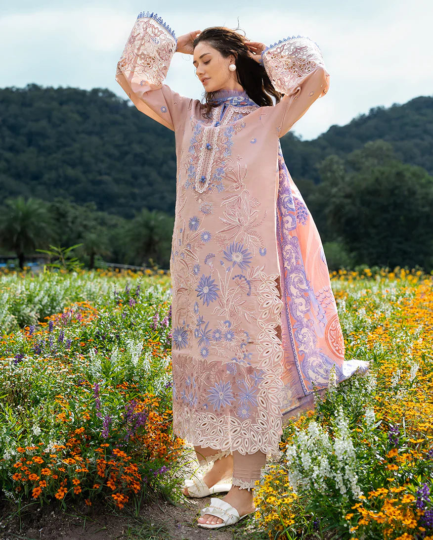 RP1216Mushq - SUMMER 3PC Lawn ChickenKari Embroidered Suit